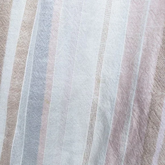 Loft Beach Cotton Linen Blend Striped Midi Dress Neutral Elasticized Waist XXS - Picture 7 of 8